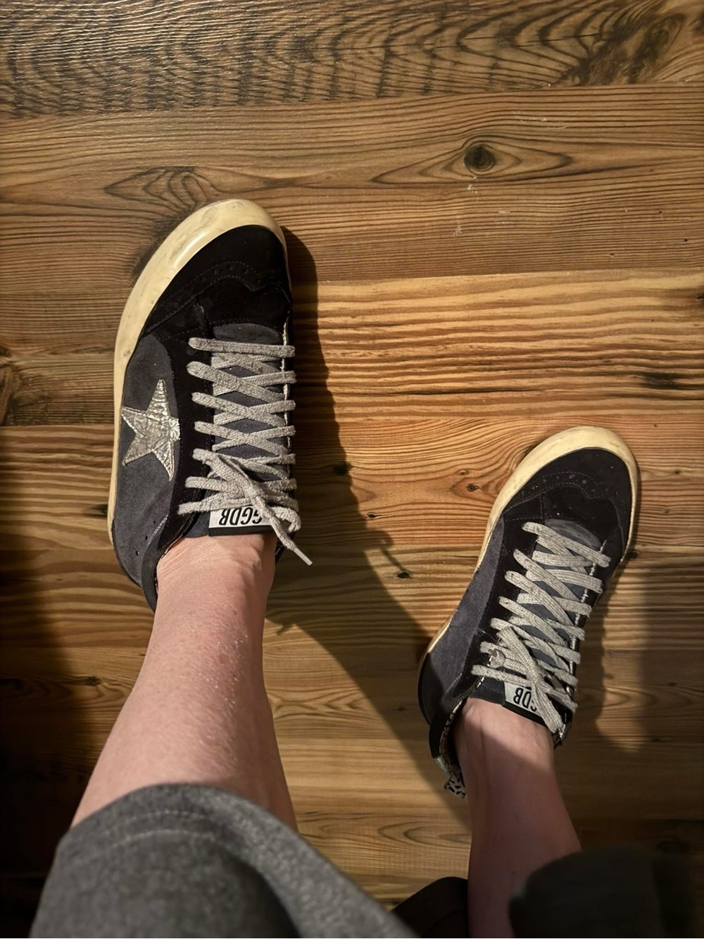 Golden Goose Black Suede Sneakers with Silver Star. Authentic.